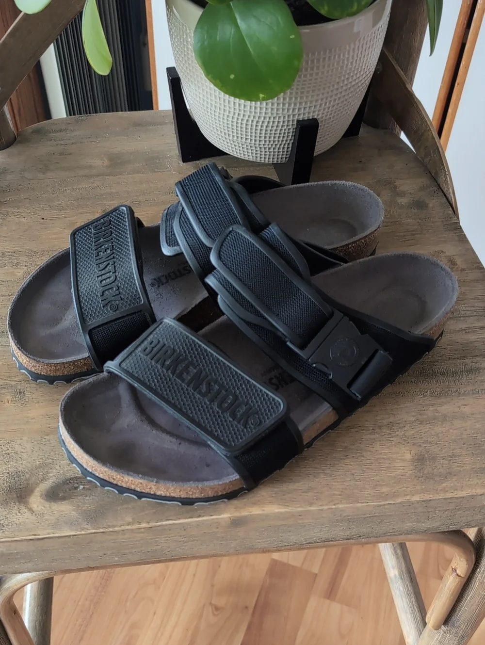 NWOB Birkenstock Rotterdam Slides Sandals 42 Black Buckle